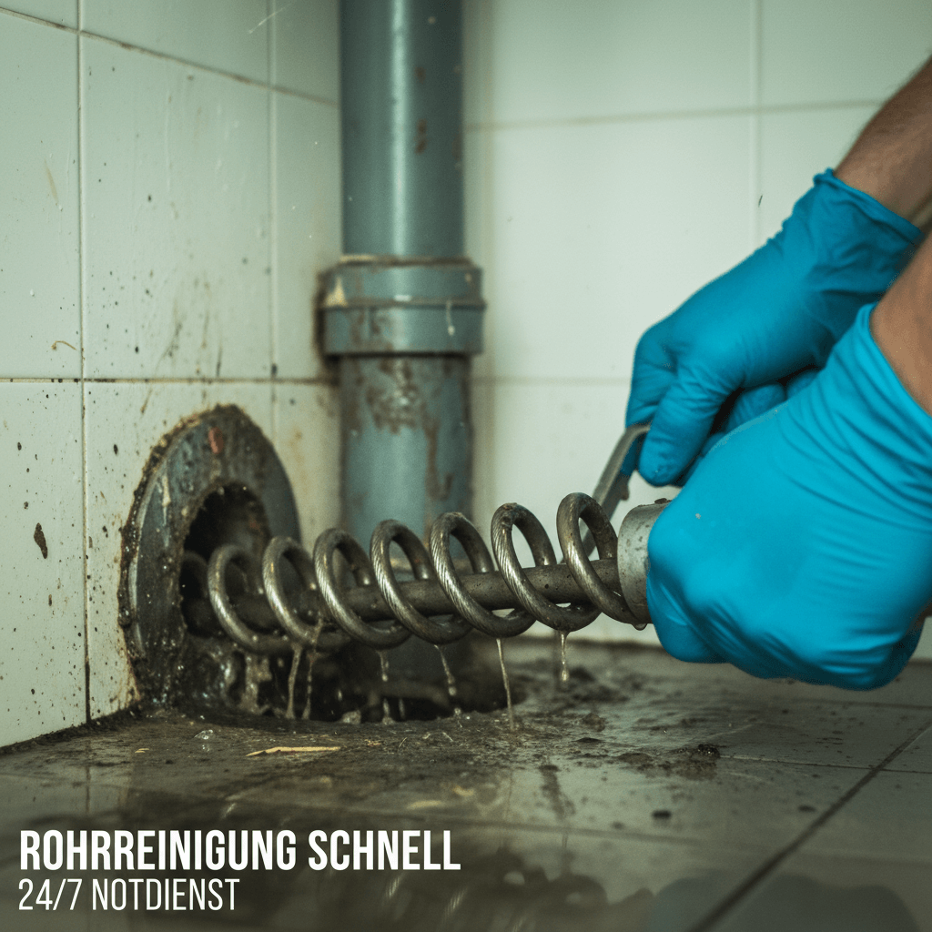 Vergleich zwischen verstopftem Rohr und gereinigtem Rohr nach Einsatz von Rohrreinigung in der Nähe